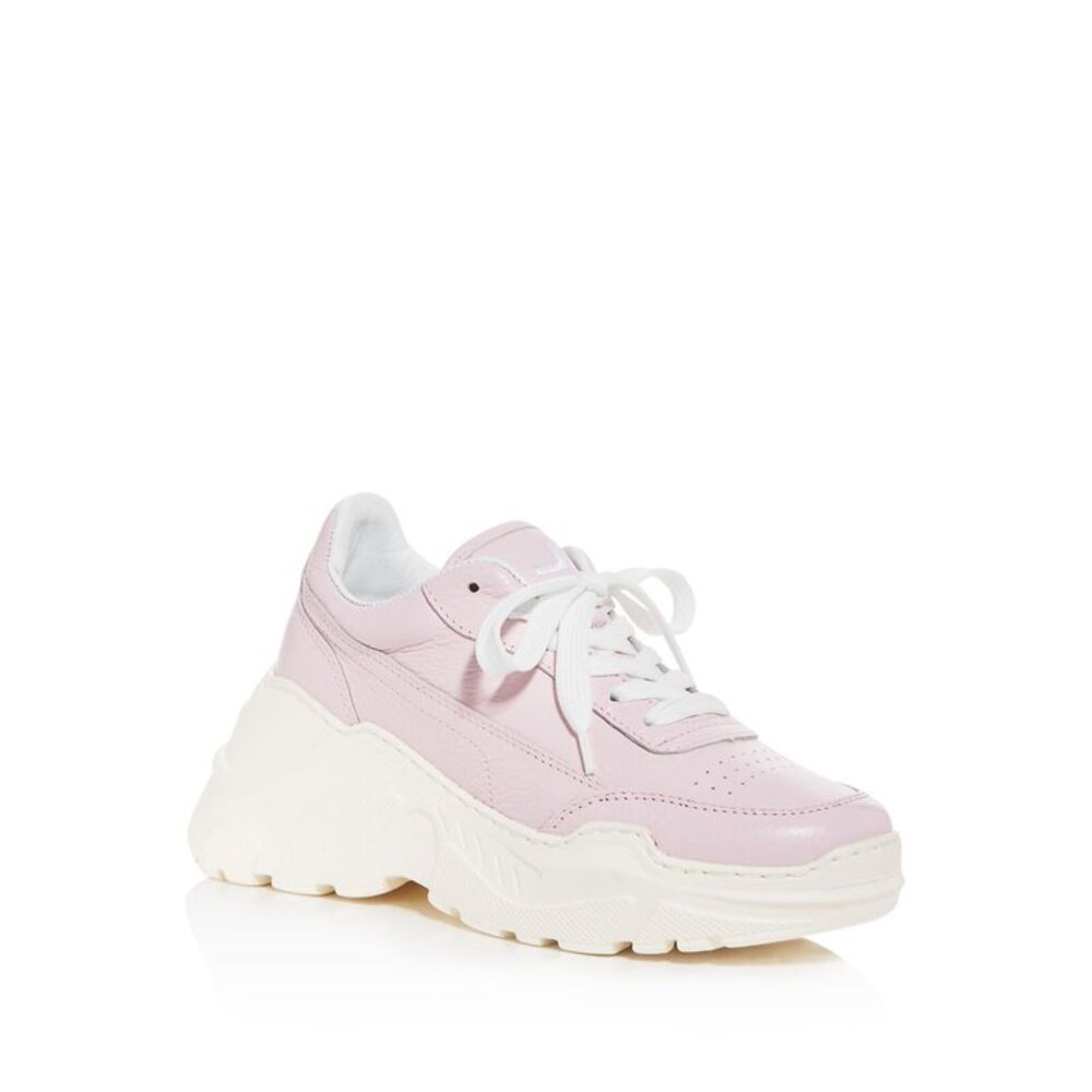 JOSHUAS Womens Pink 1-1/2" Platform Zenith Wedge Leather Athletic Sneakers 36